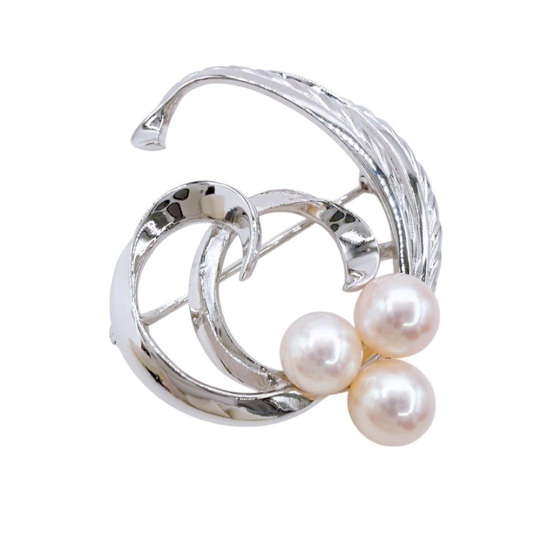 【美品/高品質】タサキ ブローチ ピンバッジ パール 真珠 シルバー セレモニー