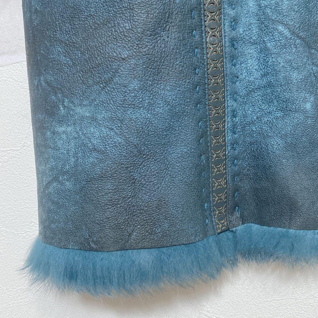 リアルレザー&ファーコート ラビット ブルーフォックス ラムテープ H945