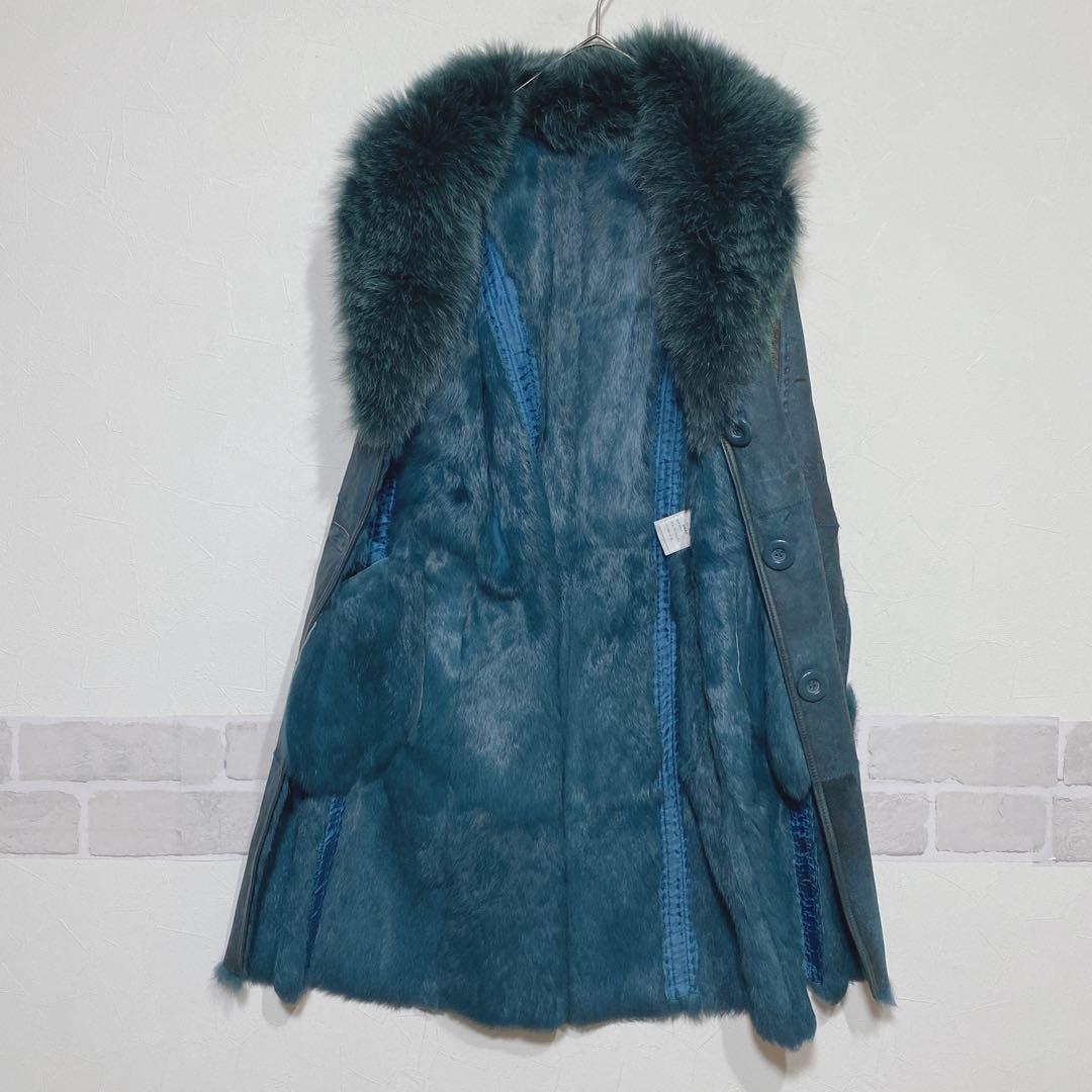 リアルレザー&ファーコート ラビット ブルーフォックス ラムテープ H945