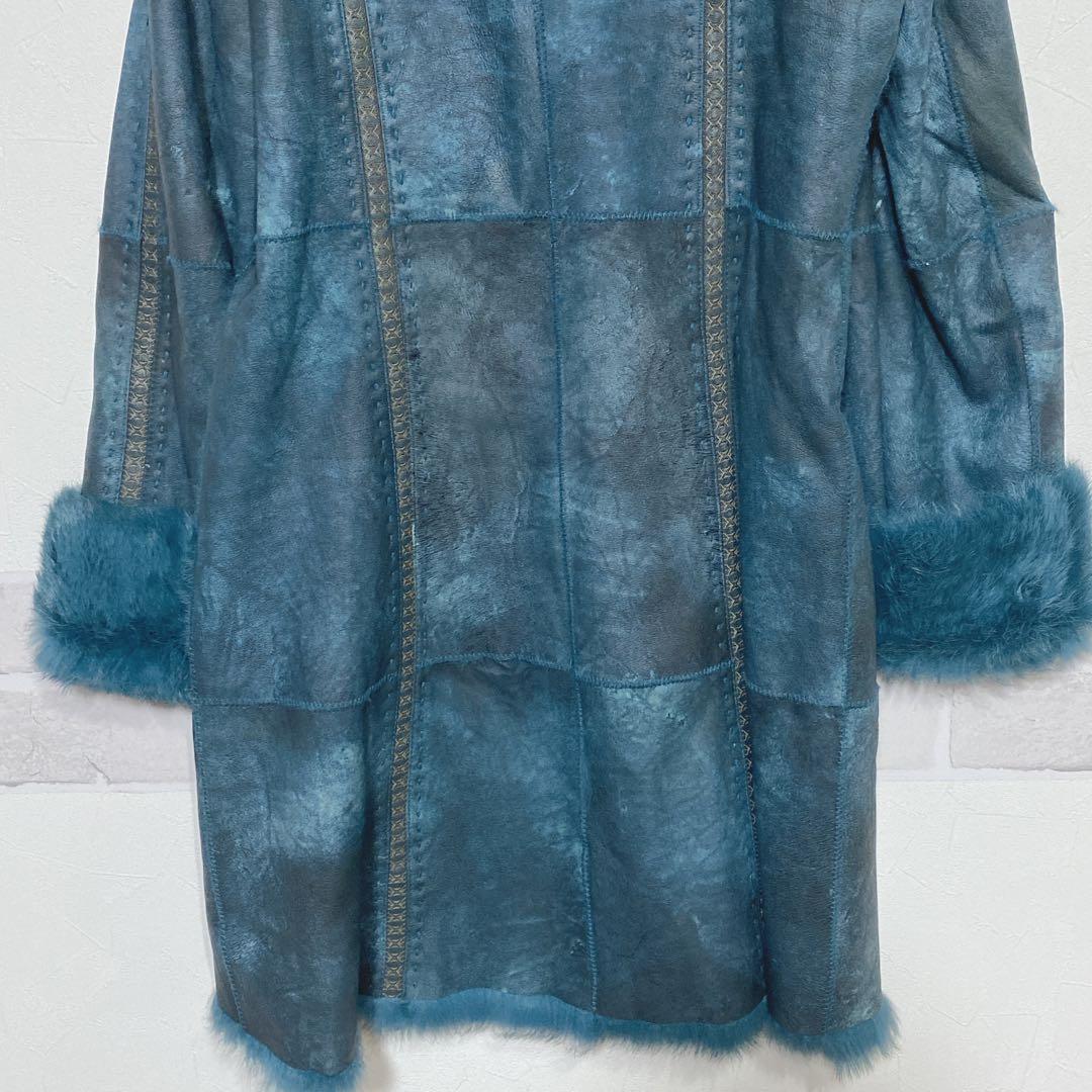 リアルレザー&ファーコート ラビット ブルーフォックス ラムテープ H945