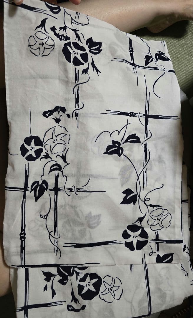 日本橋竺仙 白コーマ朝顔保管のみ浴衣新品同様