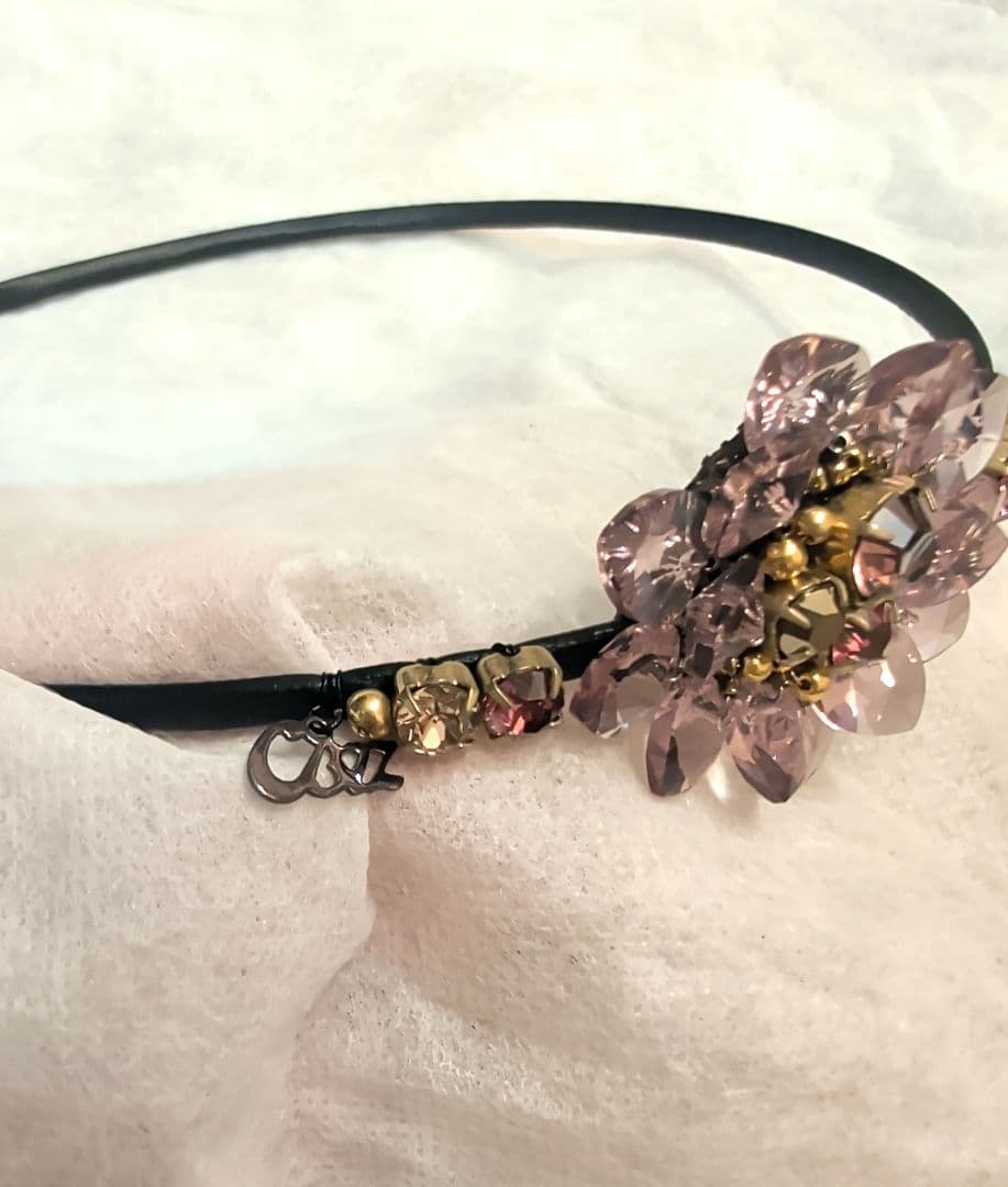 COMPLEX BIZ スワロフスキー フラワー カチューシャ レザー パープル