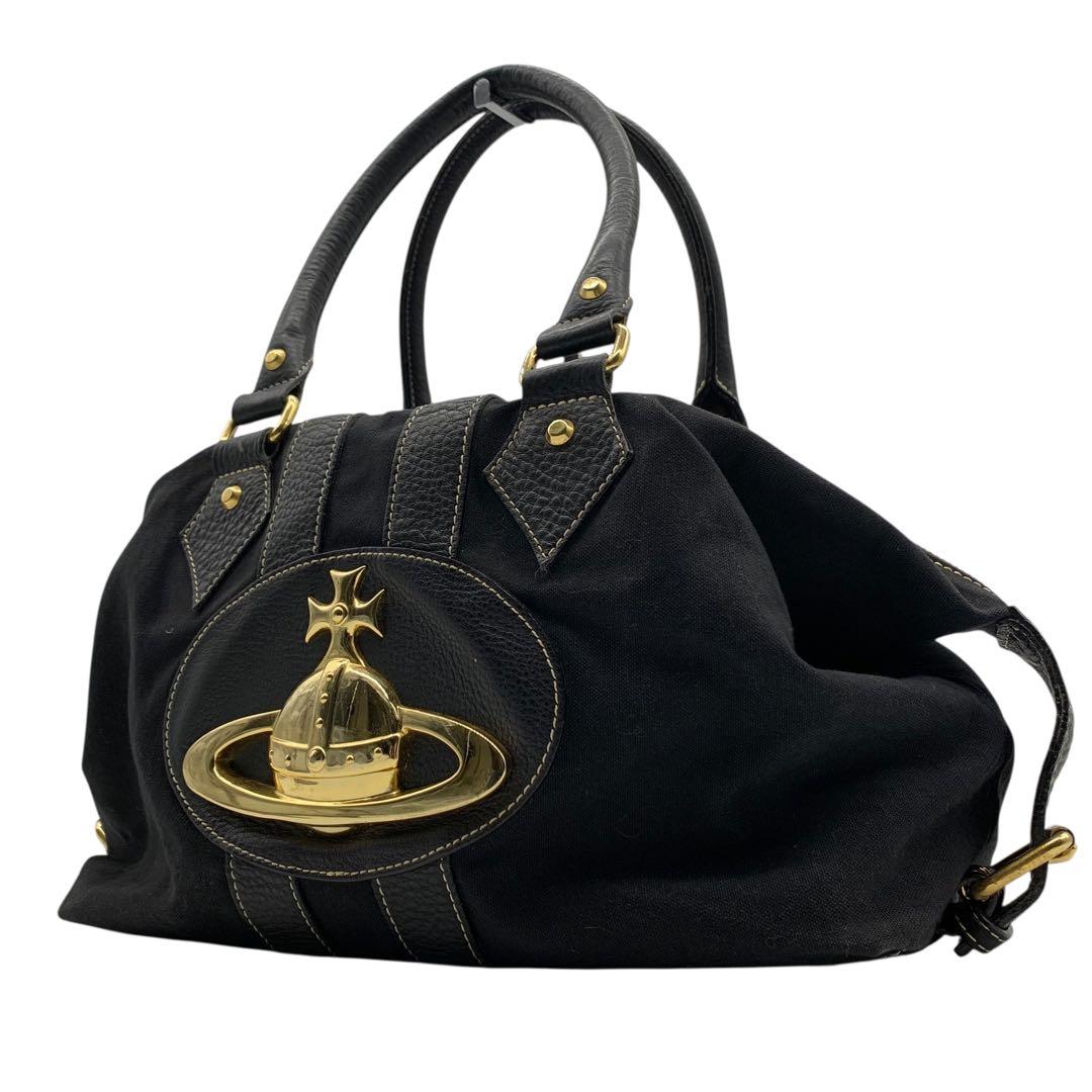 ヴィヴィアン　ウエストウッド　ボストンバッグ　オーブ　キャンバス　レザー