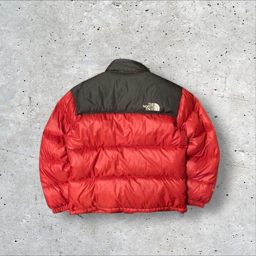 〈ザ・ノースフェイス〉ヌプシ　ダウンジャケット　赤　M 700 ツートンカラー