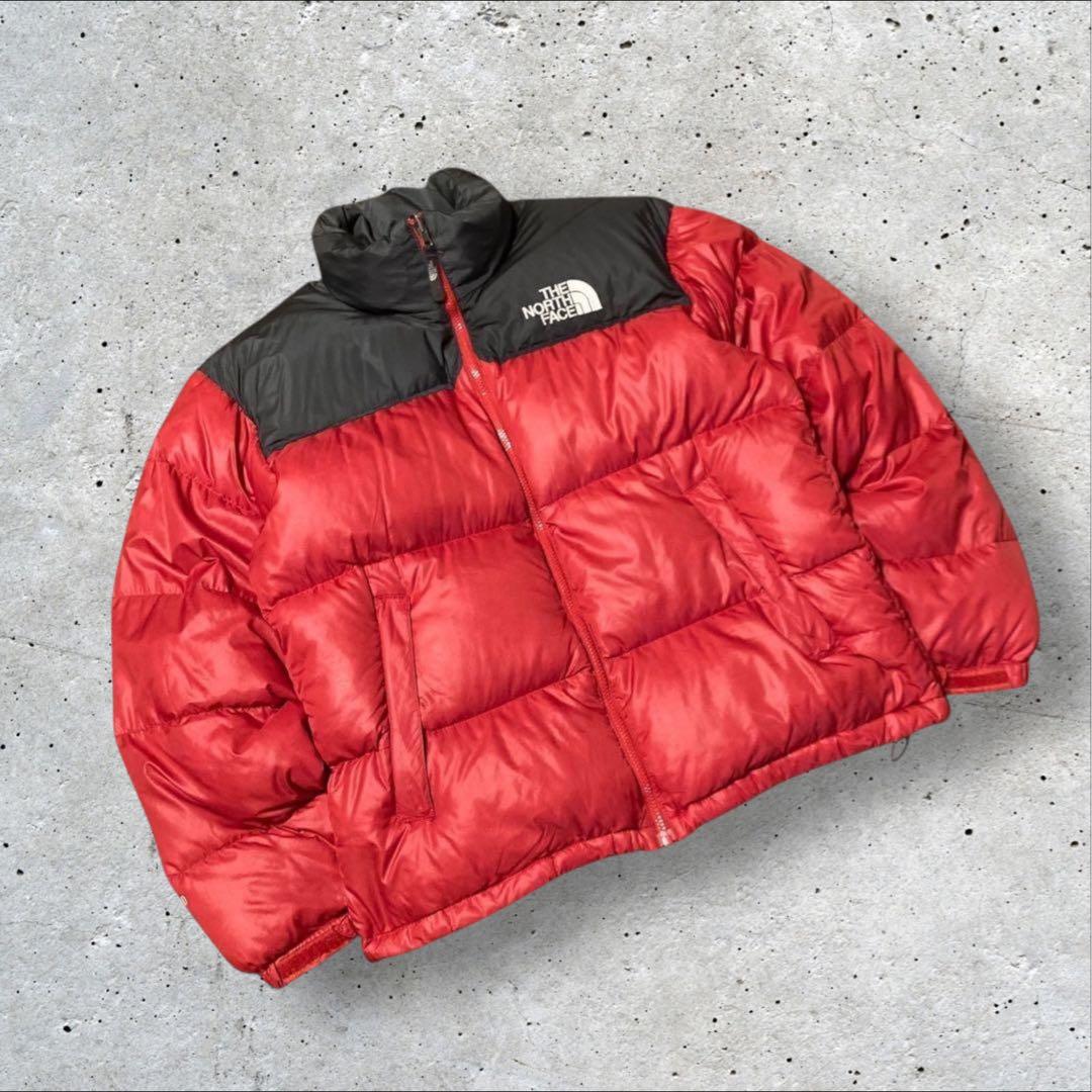 〈ザ・ノースフェイス〉ヌプシ　ダウンジャケット　赤　M 700 ツートンカラー