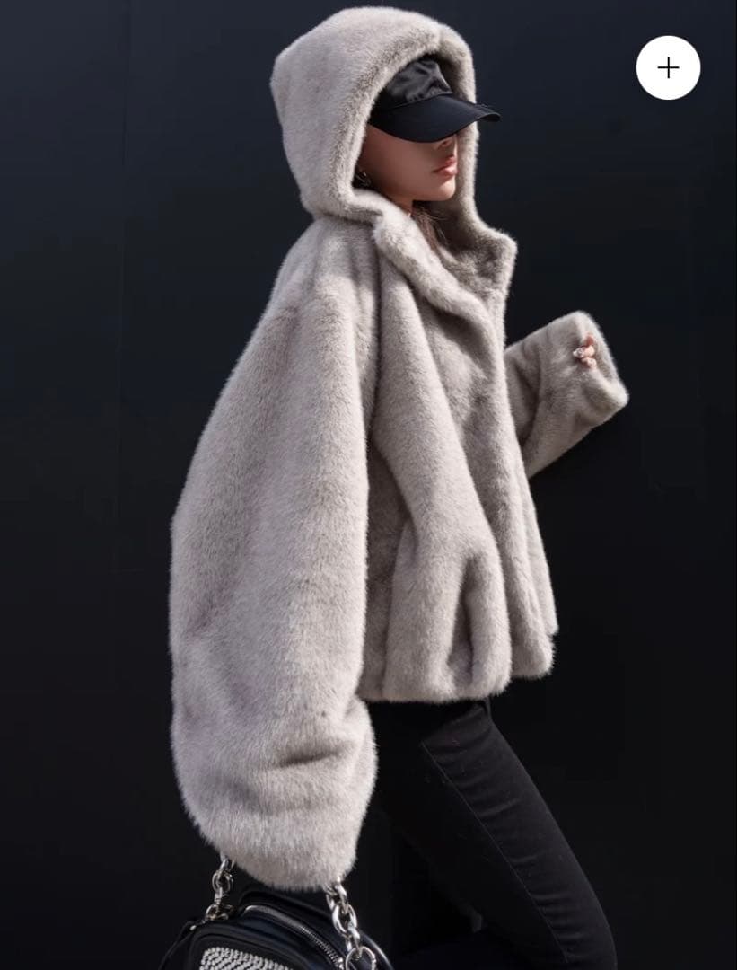 グラムリップス♡ FUR フーディー ヘムタック ブルゾン♡グレー