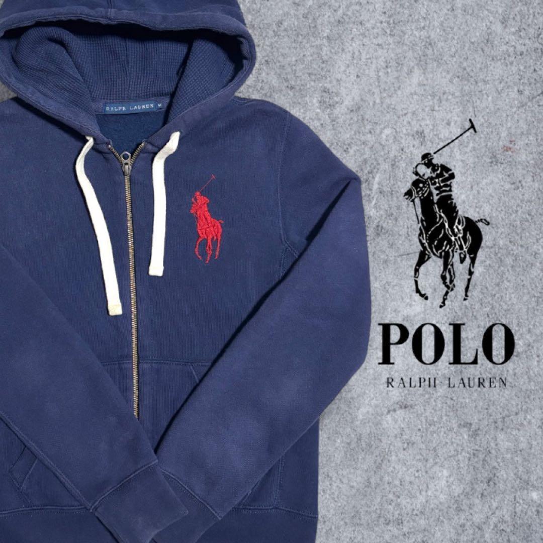 ラルフローレン ビッグポニー Y2K 平成ギャル ジップパーカー ネイビー