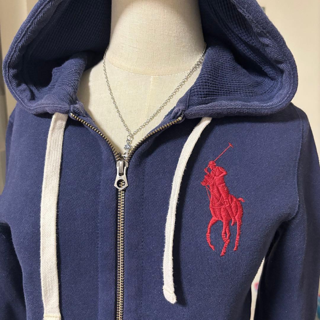 ラルフローレン ビッグポニー Y2K 平成ギャル ジップパーカー ネイビー