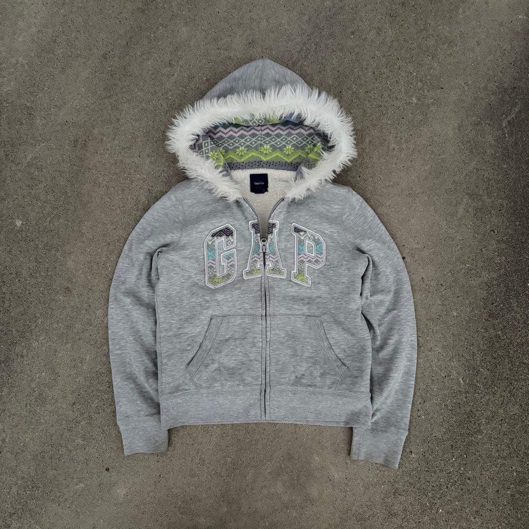 00s archive GAP fur zip hoodie Y2K グレー