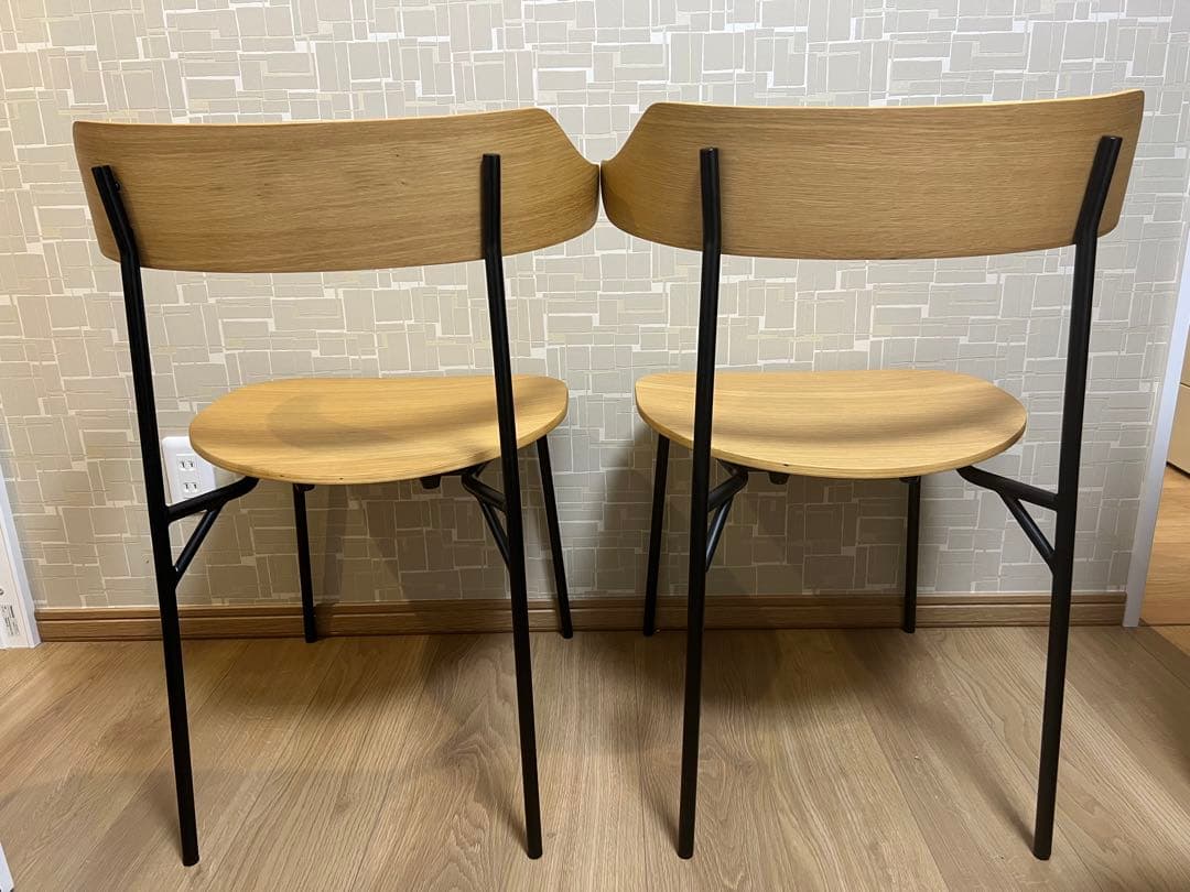 美品 KANADEMONO ダイニングチェア 2脚セット オーク材 椅子 チェア