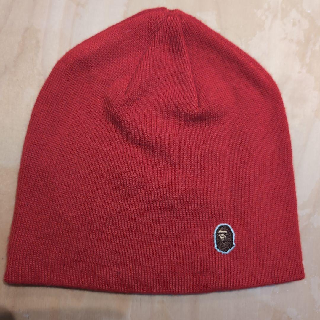 BAPE 赤 ニット帽　ビーニー