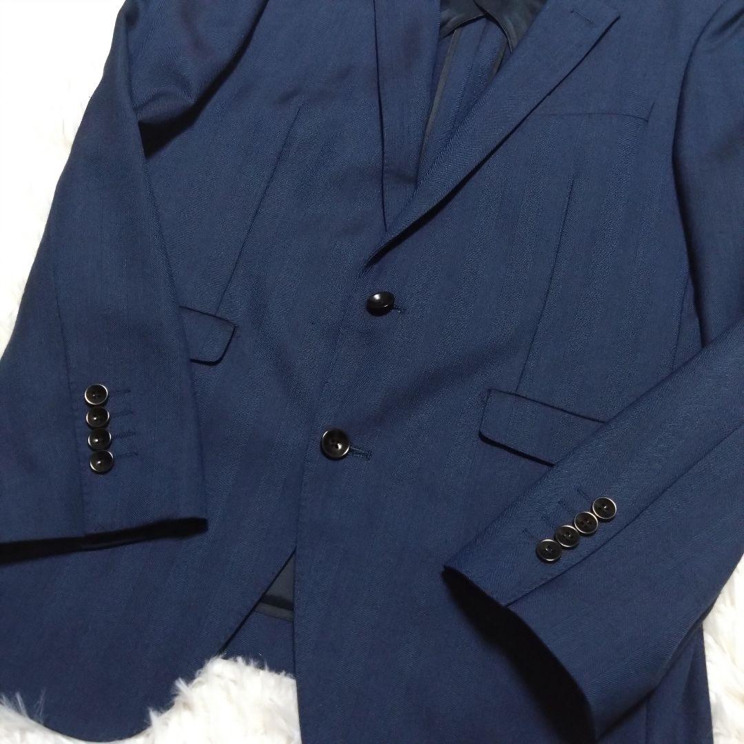 美品 スーツセレクト スリーピーススーツ セットアップ ネイビー L相当