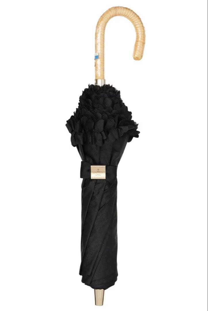 【新品】ランバンオンブルー　日傘　ドビーフリル　楽折　折りたたみ　晴雨兼用　黒