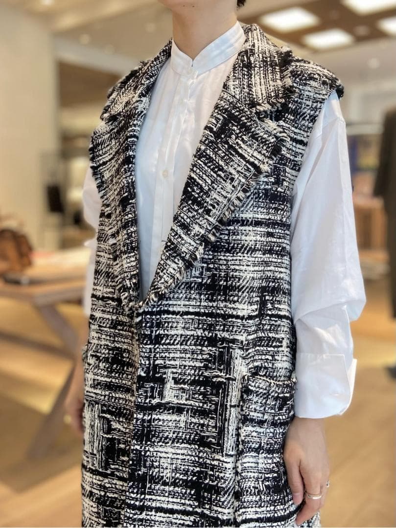 いつでも笑顔TOMORROWLAND モノワイルドツイード ロングジレ