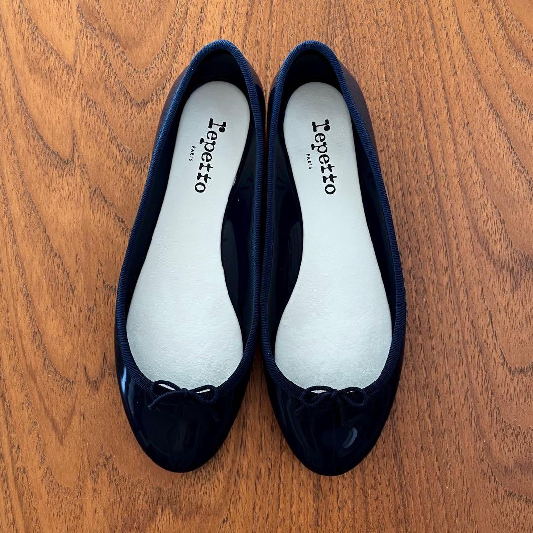 美品箱付　レペット ネイビー バレエシューズ レインシューズ　39 24.7cm