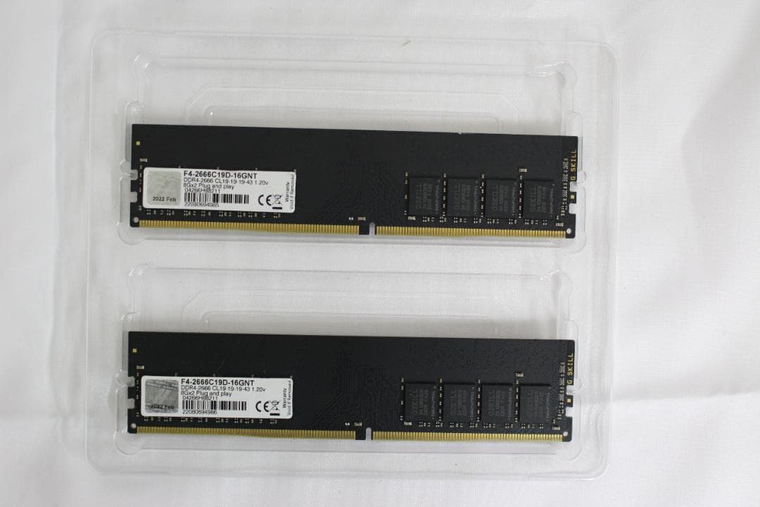 【動作確認済・美品】G.SKILL DDR4-2666 16GB(8GBｘ2)①