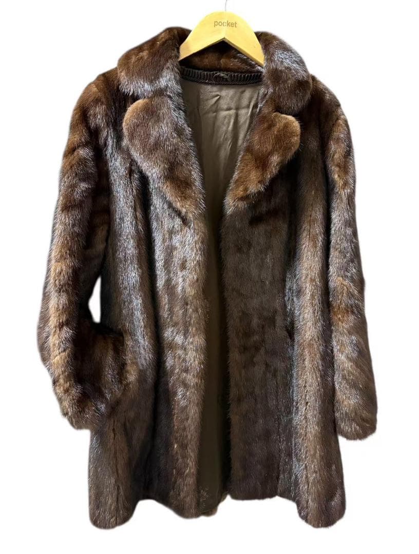 ミンクコート　袖デザイン　毛皮　リアルファー　柔らか　着丈80cm