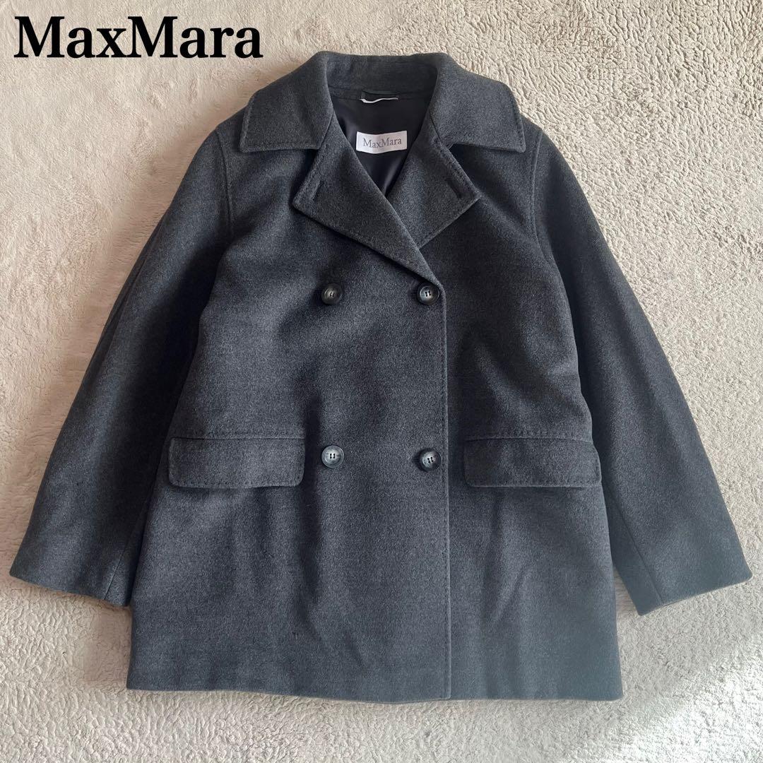 最高級✨️マックスマーラ 白タグ ダブルブレスト カシミヤ チャコールグレー M