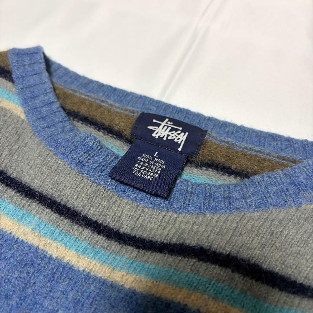 90s OLD STUSSY マルチボーダー ウールニット オールドスケート