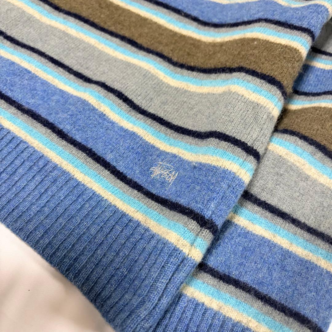 90s OLD STUSSY マルチボーダー ウールニット オールドスケート