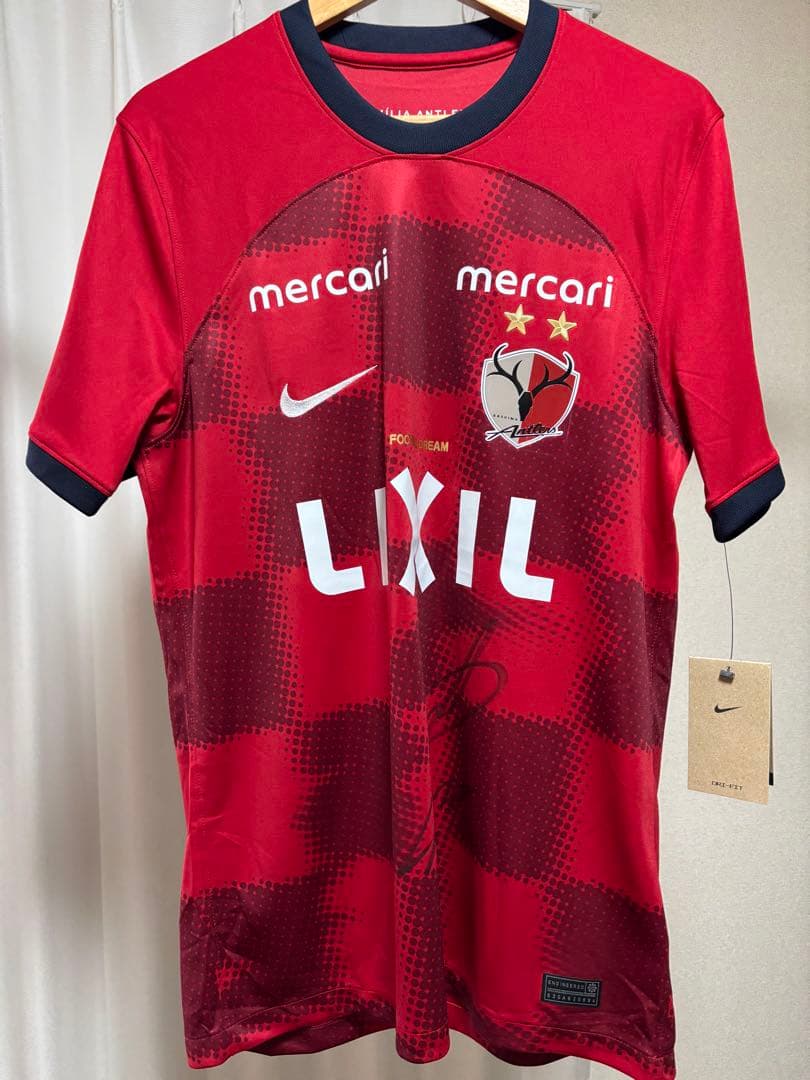 即日配送 Nike サイン入り レッドチェック柄 サッカーシャツ