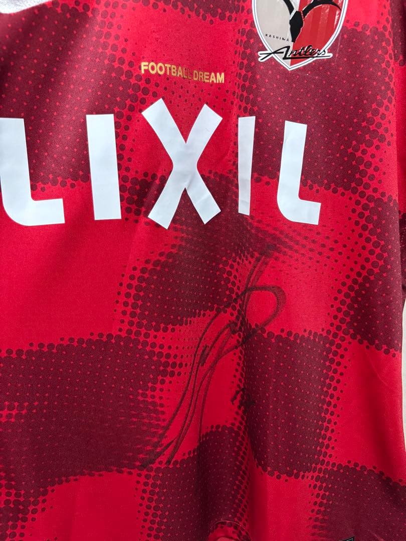 即日配送 Nike サイン入り レッドチェック柄 サッカーシャツ