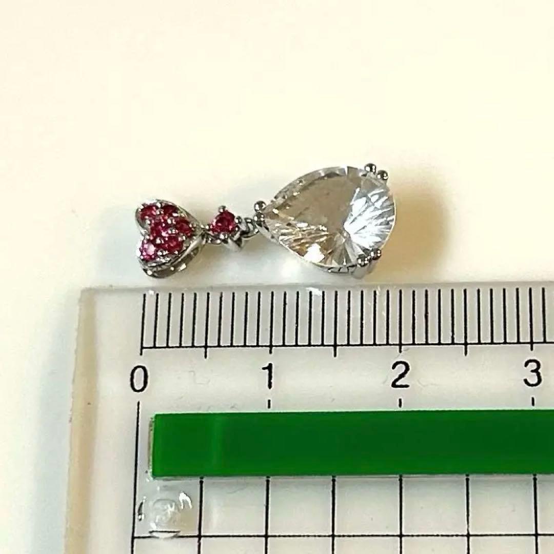 K18WG 笠原真寿美　クォーツ、ハートピンクサファイアペンダントトップ