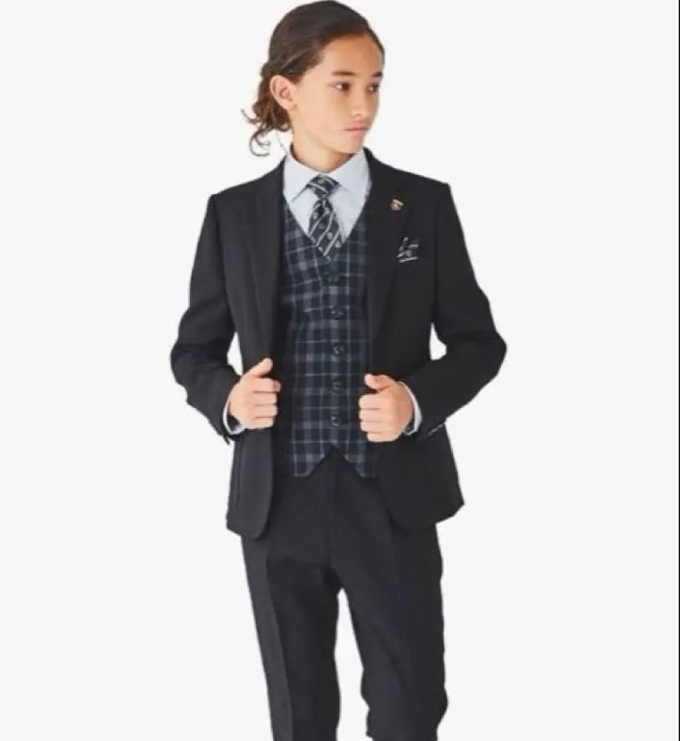 CHOPIN チェックベストスーツセット（ブラック）　男の子　卒業式　ショパン