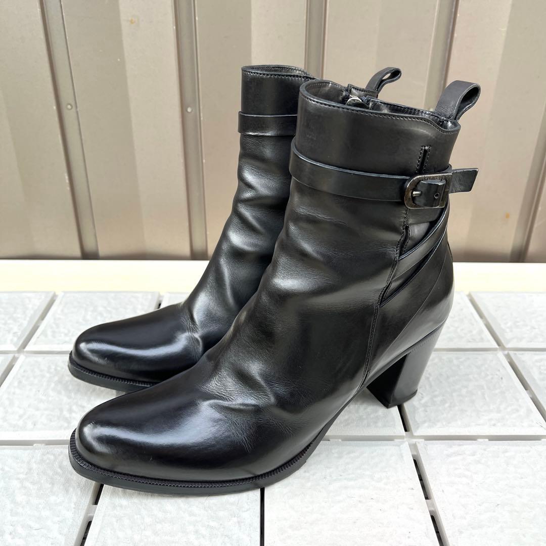 37 SARTORE ショートブーツ　レザー　太ヒール　ファスナー　24