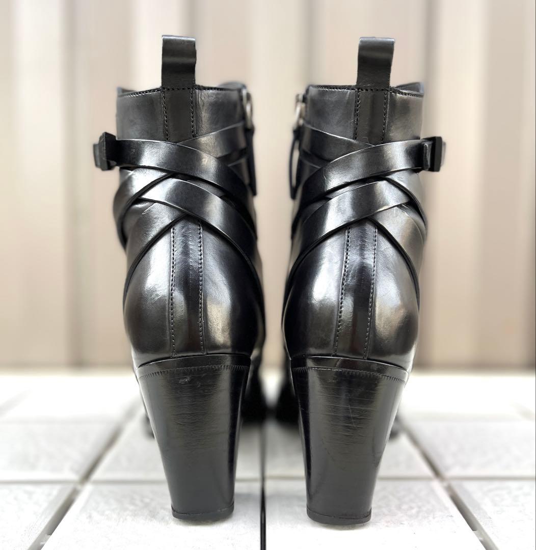 37 SARTORE ショートブーツ　レザー　太ヒール　ファスナー　24