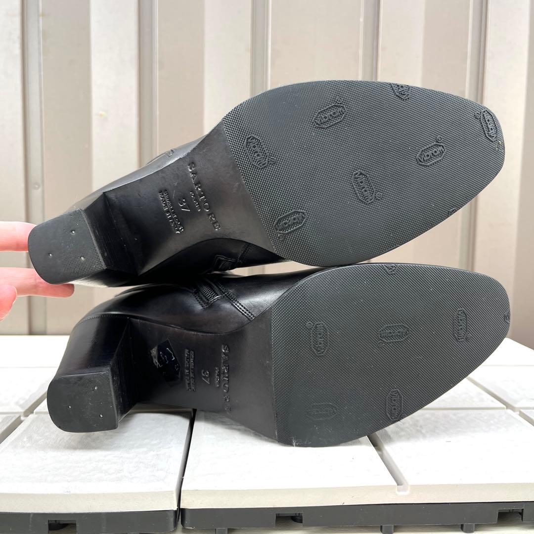 37 SARTORE ショートブーツ　レザー　太ヒール　ファスナー　24