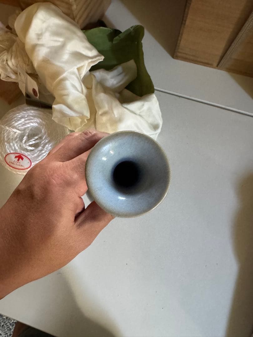 ‼️早速半額‼️リサイクルFORT‼️旧家から直送唐物⑦‼️汝窯長頭下◯瓶（卵青）花瓶‼️