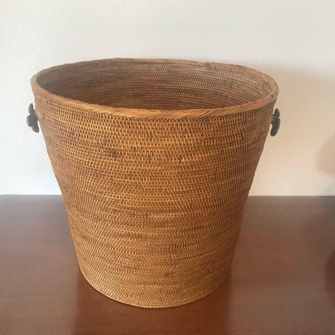 新品！アタ口径38cm 植木鉢カバー　マガジンラック　おもちゃ入れ　真鍮取手付