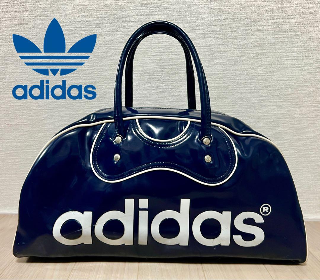 80s adidas ）アディダス　エナメル　ボストンバッグ　ビンテージ