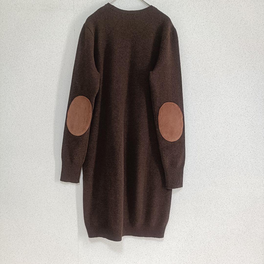 ポロラルフローレン　ウール100%　エルボーパッチ　ニットワンピース　ブラウン