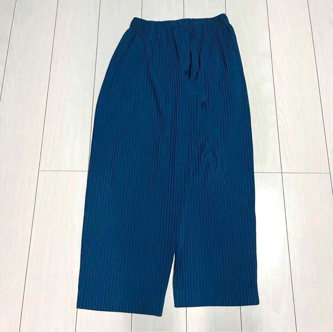 やまとイッセイミヤケ オムプリッセ プリーツベーシックパンツ ブルー