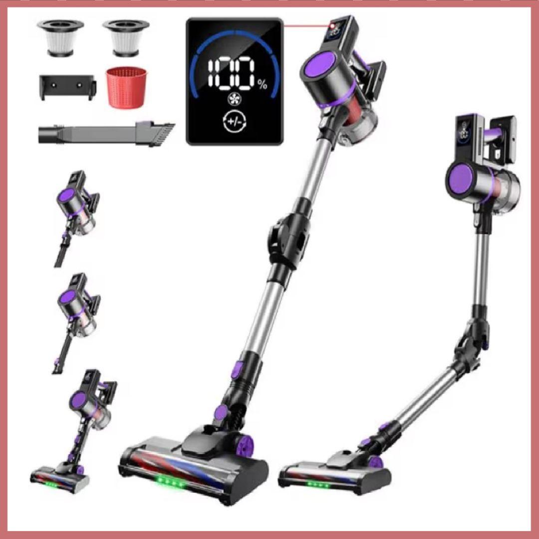 コードレス掃除機 曲がるスティック 超強力 サイクロン ハンディ ライト付 液晶