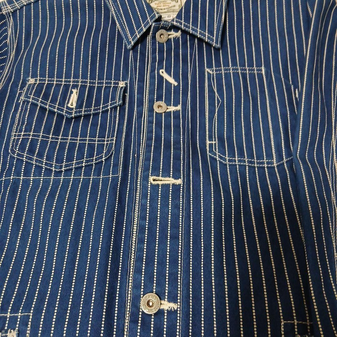 ヒューストン ウォバッシュ ストライプ カバーオール L