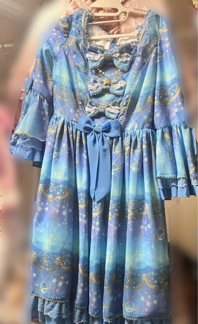 星座が導くオーロラの夢Dress ロリータ Angelic Pretty 水色