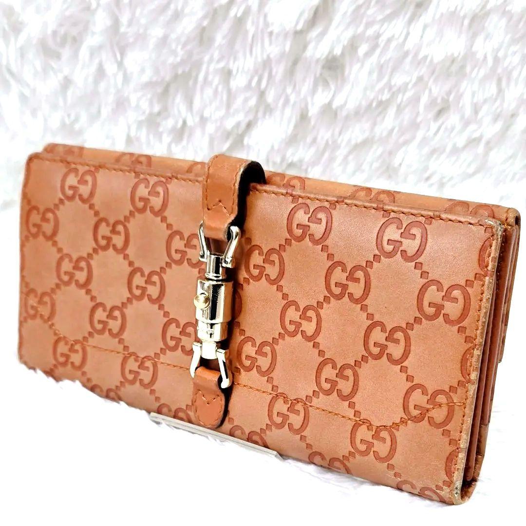 GUCCI グッチ ホースビット ジャッキー 長財布 GG柄 型押し レザー