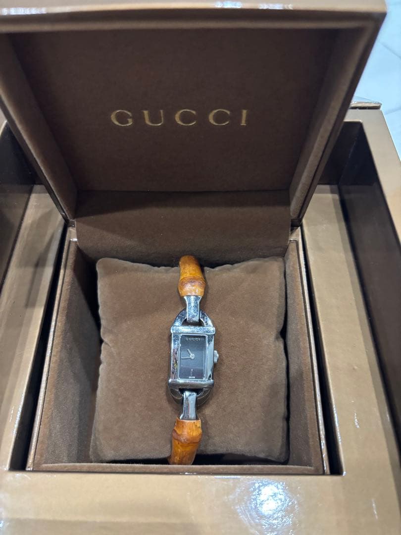 GUCCI 6800L アナログ時計 シルバー/ブラウン