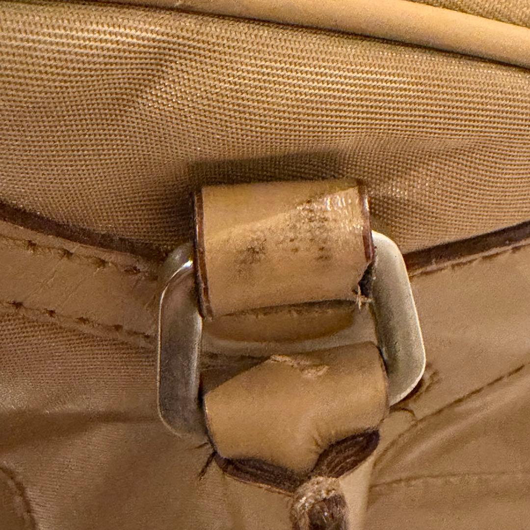 PRADA プラダ　ナイロンバッグ　革　カーキ　三角ロゴ　y2k 鑑定済み