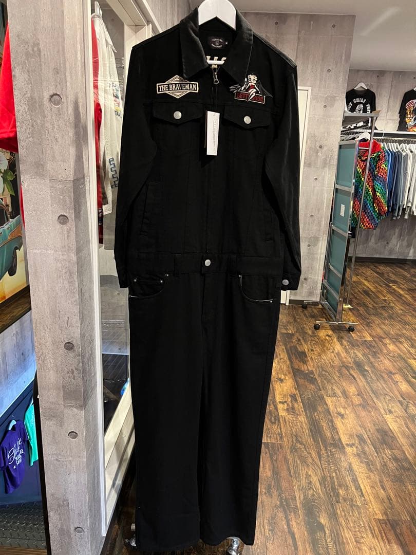 vansonタグ付きBLACKつなぎ