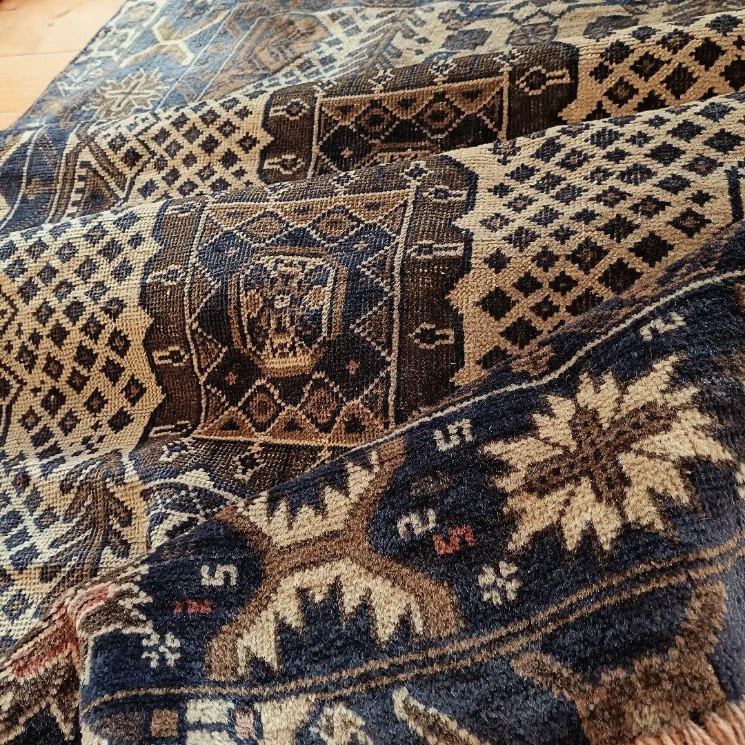 【値下げご依頼】60s ロング！L195cm トライバルラグ ヴィンテージラグ