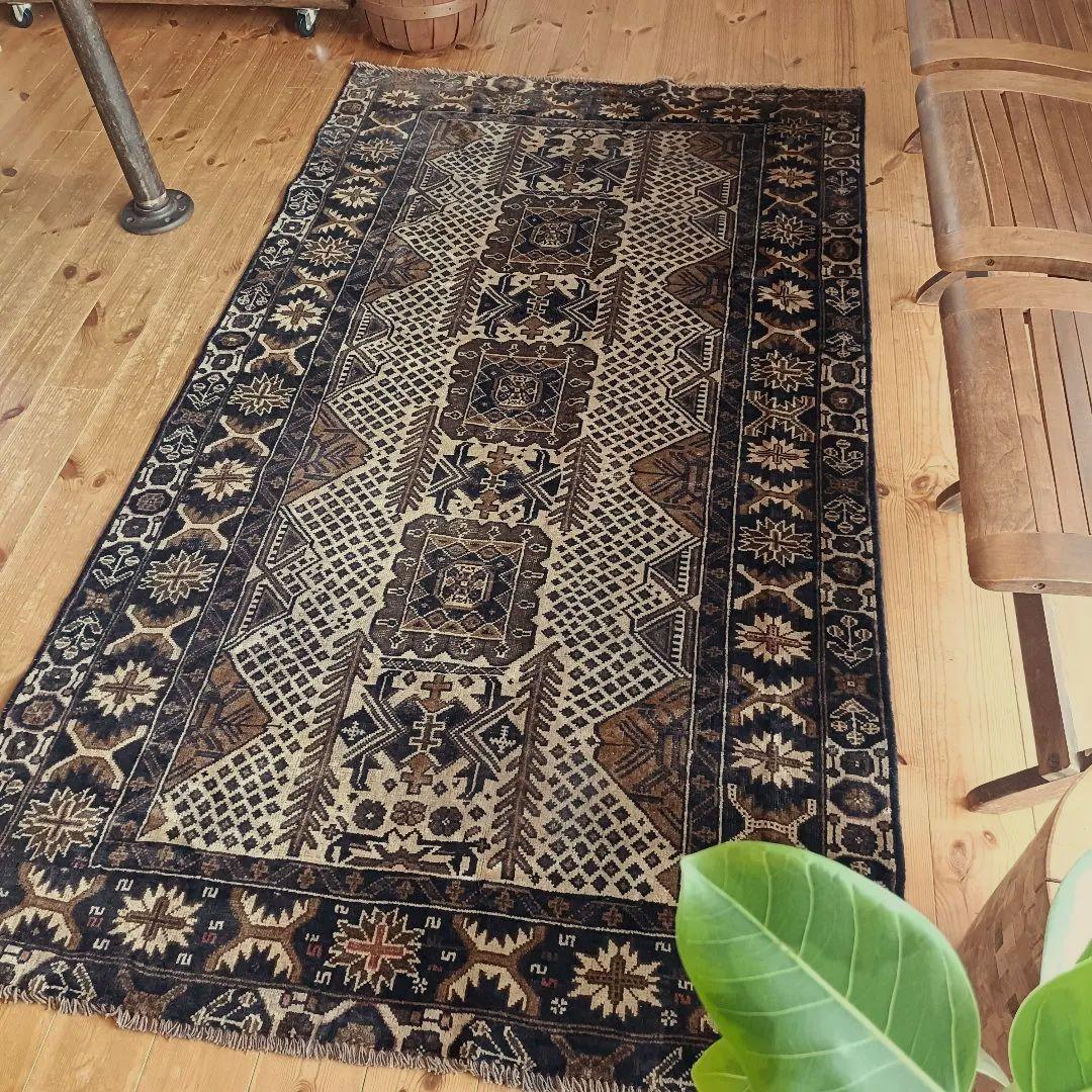 【値下げご依頼】60s ロング！L195cm トライバルラグ ヴィンテージラグ