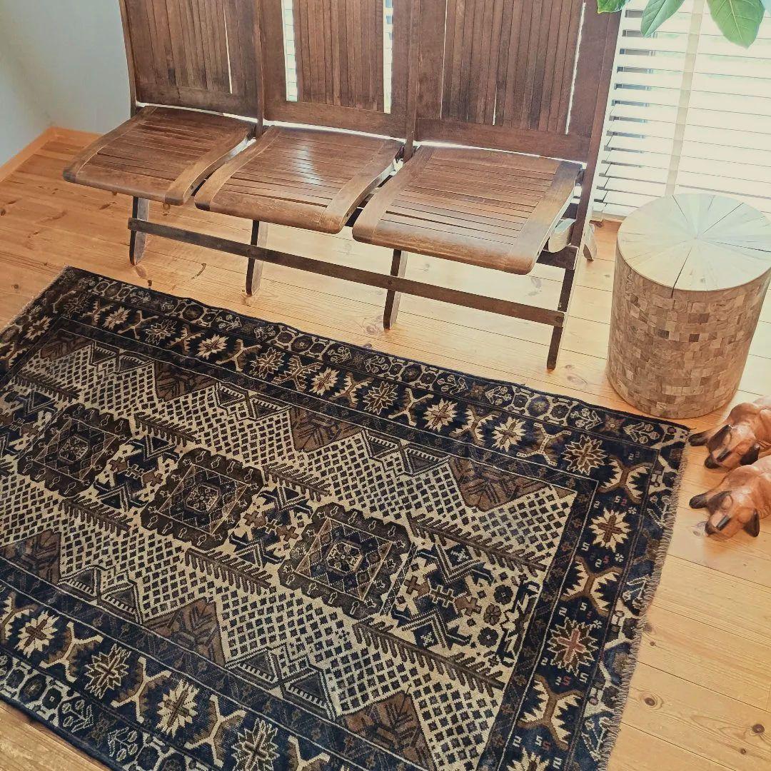 【値下げご依頼】60s ロング！L195cm トライバルラグ ヴィンテージラグ