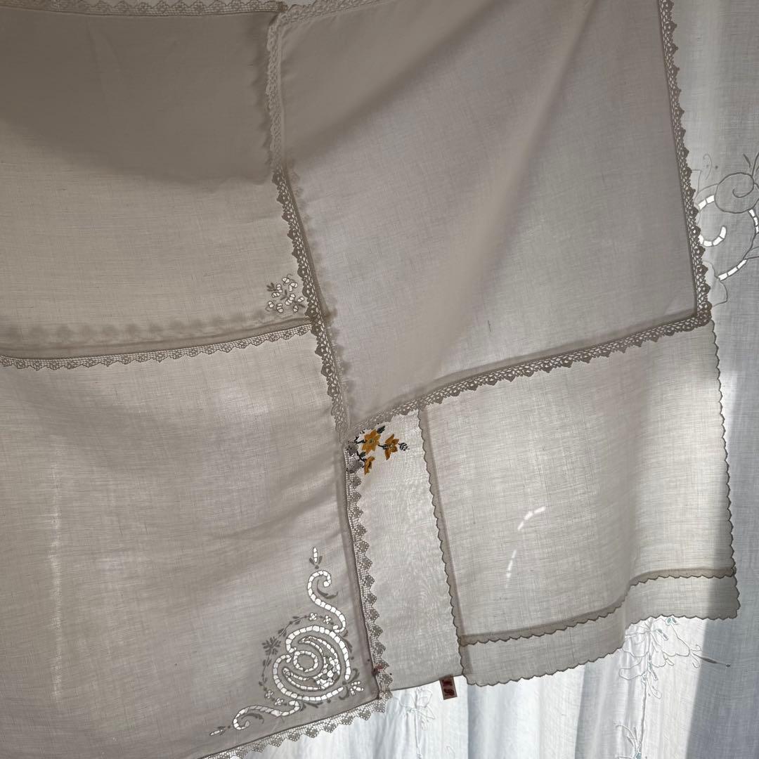 フランスアンティーク花柄刺繍レースクロスカーテンஐ④