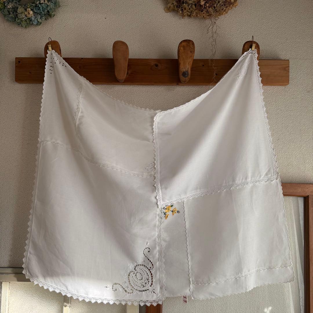 フランスアンティーク花柄刺繍レースクロスカーテンஐ④