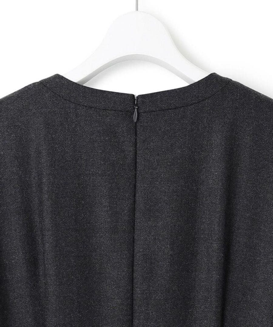 訳あり美品23区 ウールジョーゼット フィットアンドフレア ワンピース38グレー