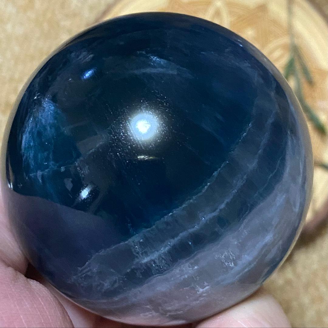 ★ブルー✖ホワイト★フローライト★ラビットヘア★キラキラ オーロラ 虹★スフィア